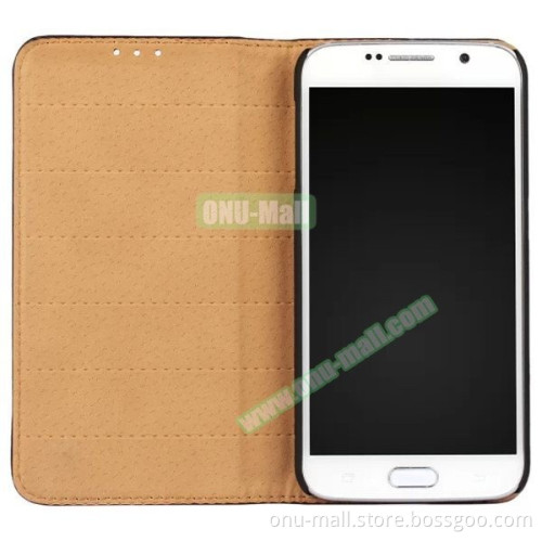 With Card Slots on the Back Lambskin Wallet Style Genuine Leather Case for Samsung Galaxy S6 Cover